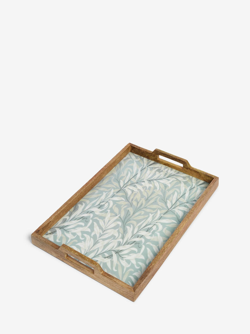 Clarke and Clarke dove grey William Morris Designs Willow Boughs wooden tray, 44.5 x 29 cm - British product