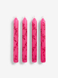 Rockett St George pink leaf dinner candles 4-count, imported from the UK