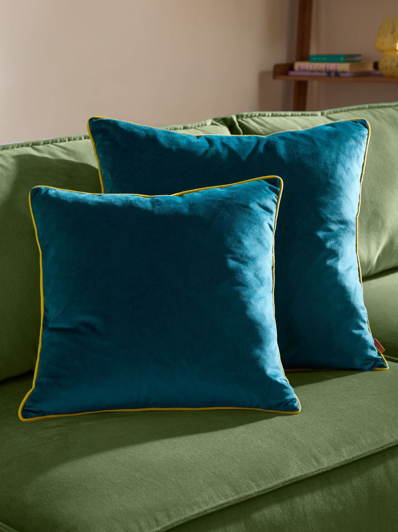 Furn velvet cushion teal/cylon 55cm, imported from the UK