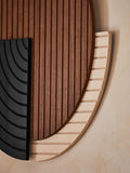 Brown and black Bronx wood circular wall art 61cm - British product