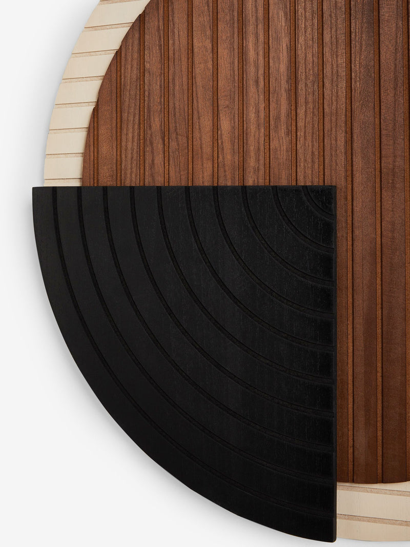 Brown and black Bronx wood circular wall art 61cm - British product