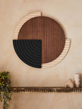 Brown and black Bronx wood circular wall art 61cm - British product