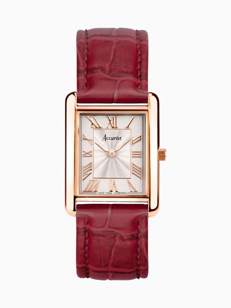Accurist gold rectangle leather strap 26mm watch - British product