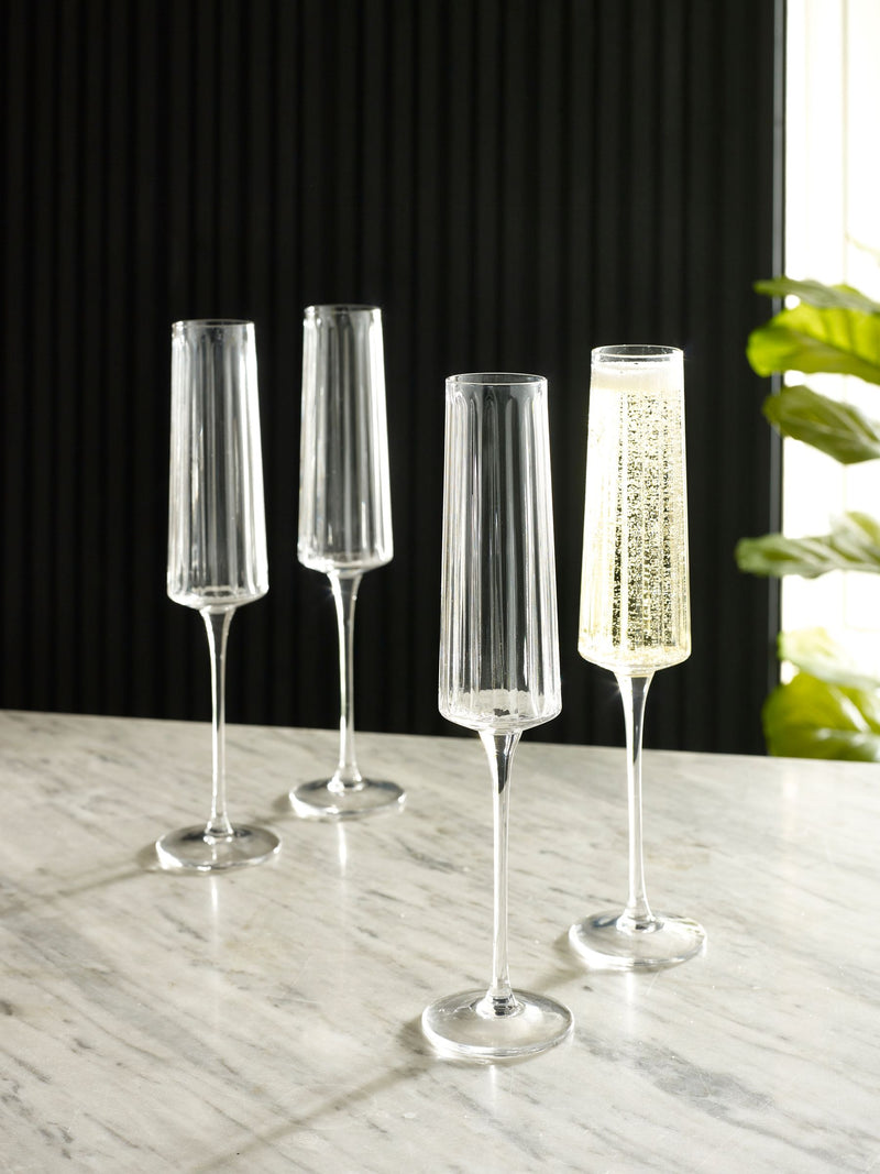 Clear Collins champagne flutes set of 4 (British brand)