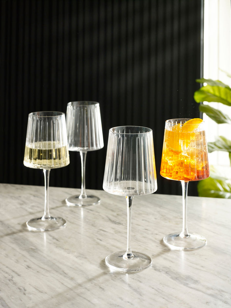 Clear Collins wine glasses set of 4 with 22.5cm height (British brand)
