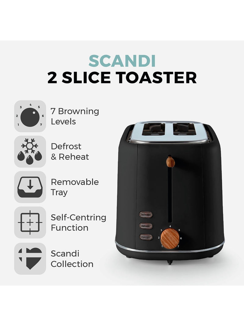 Tower Black Scandi 2 Slice Toaster (British brand)