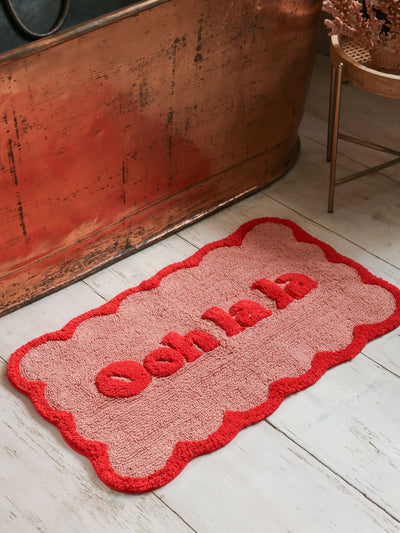Next Rockett St George Pink/Red Ooh La La Slogan Bath Mat 50cm x 80cm- Buy online at McGrocer