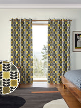 Next Orla Kiely Yellow and Grey Spot Flower Stem Curtains- Buy online at McGrocer