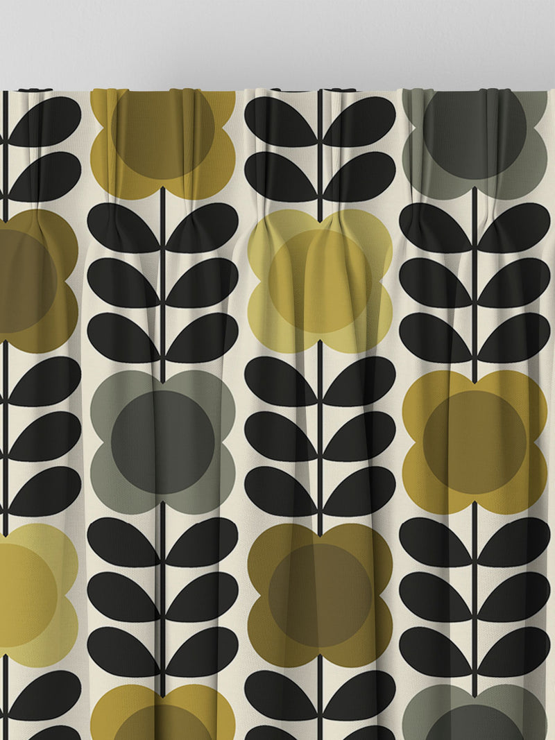 Orla Kiely Spot Flower curtains yellow grey made to measure, UK version