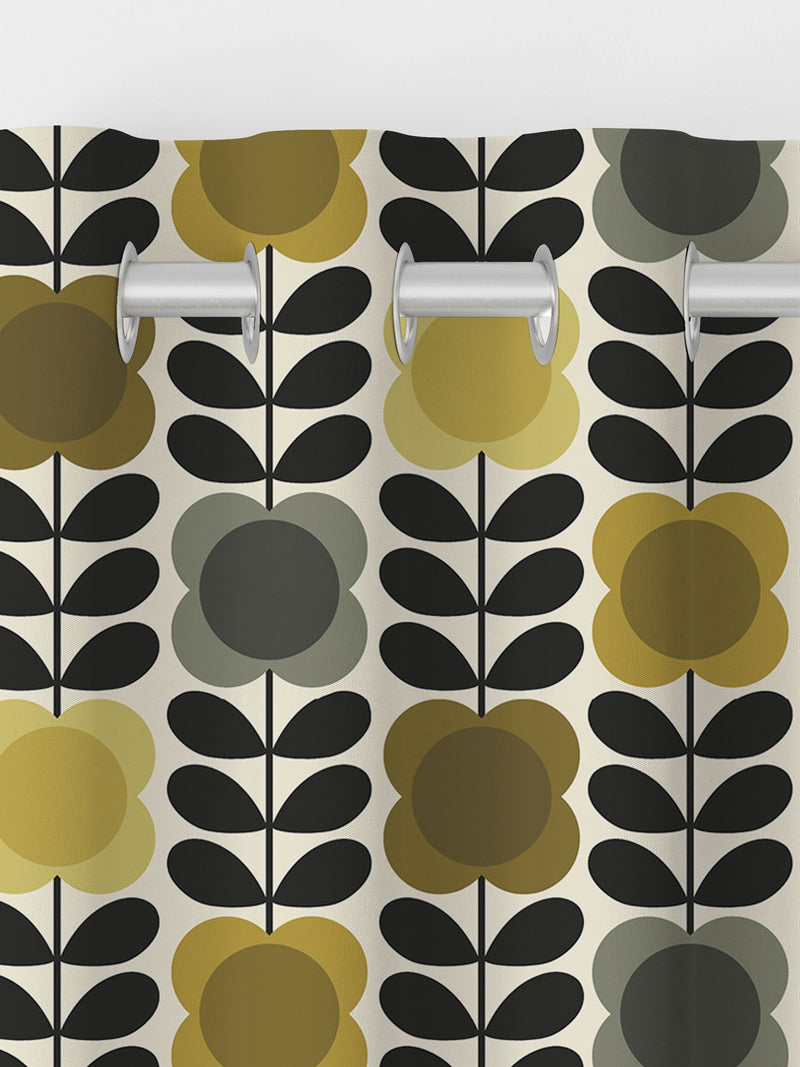 Orla Kiely Spot Flower curtains yellow grey made to measure, UK version