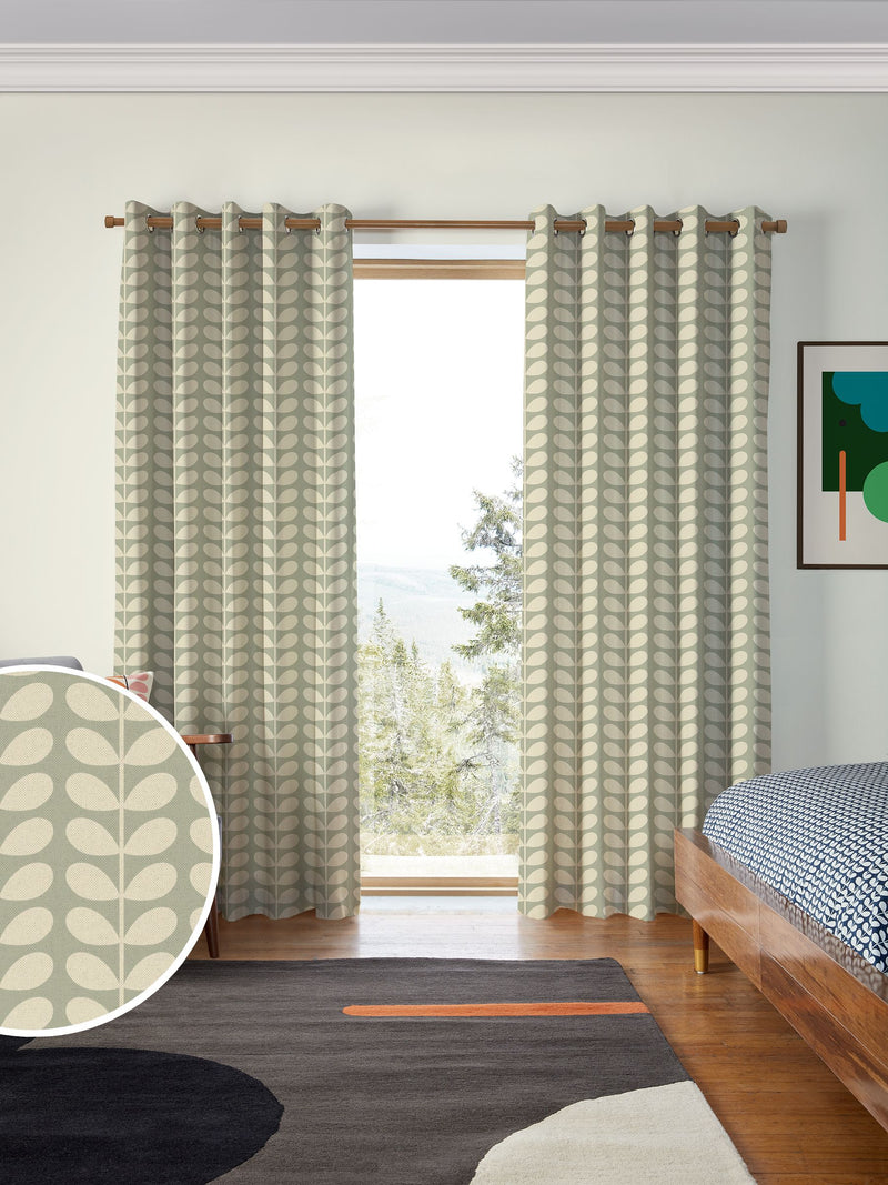 Orla Kiely Solid Stem curtains in pebble and cream - British product
