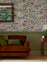 Next Joules White Festival Flowers Antique Wallpaper Sample- Buy online at McGrocer