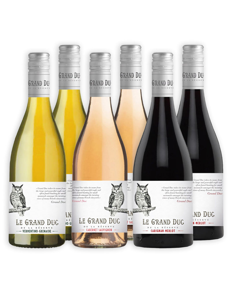 Le Grand Duc mixed wine case red white rose 6x 750ml, UK version