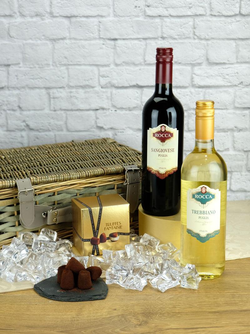 Le Bon Vin wine hamper with truffles 2x 750ml 100g, UK version