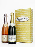 Le Bon Vin Congratulations sparkling Saumur wine gift set 2x 750ml, UK version