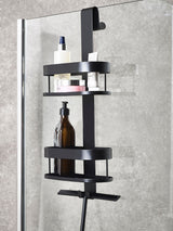 Next Black Shower Caddy with Wiper Over-the-Door Two-Tier Storage 60x25x16cm- Buy online at McGrocer