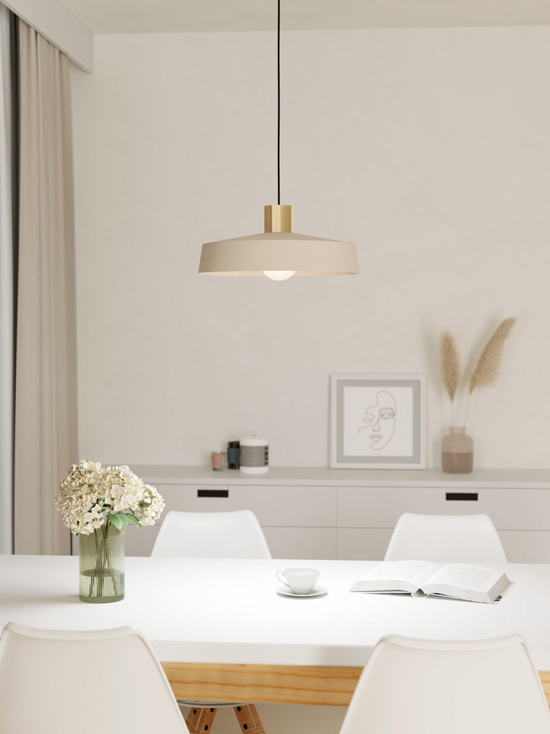 Eglo pendant ceiling light cream and brass angular 110cm, imported from the UK