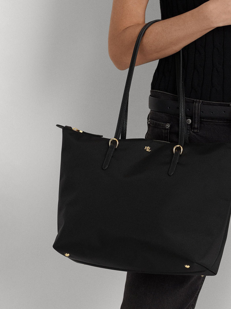 Lauren Ralph Lauren black Keaton nylon medium tote bag - British product
