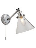 Gallery Home chrome wall light with clear glass shade - British product