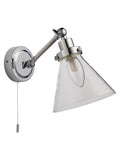 Gallery Home chrome wall light with clear glass shade - British product