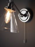 Gallery Home chrome wall light with clear glass shade - British product