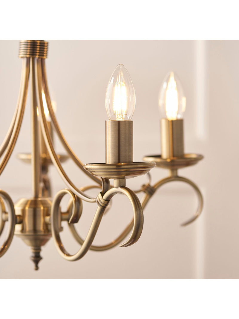 Plafonnier suspendu Banff à 5 ampoules en laiton antique Gallery Home - Produit britannique