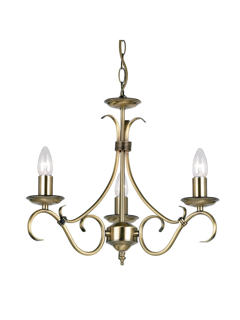 Gallery Home antique brass Banff 3 bulb pendant light, UK version