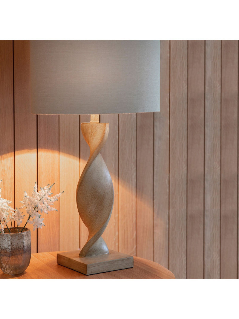 Gallery Home Brooks wooden table lamp with linen shade, UK version