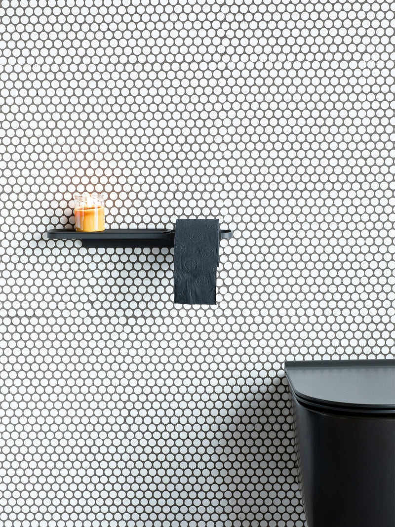 Brabantia grey toilet roll holder with shelf - British product