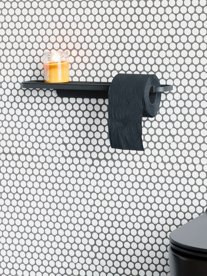 Brabantia grey toilet roll holder with shelf - British product