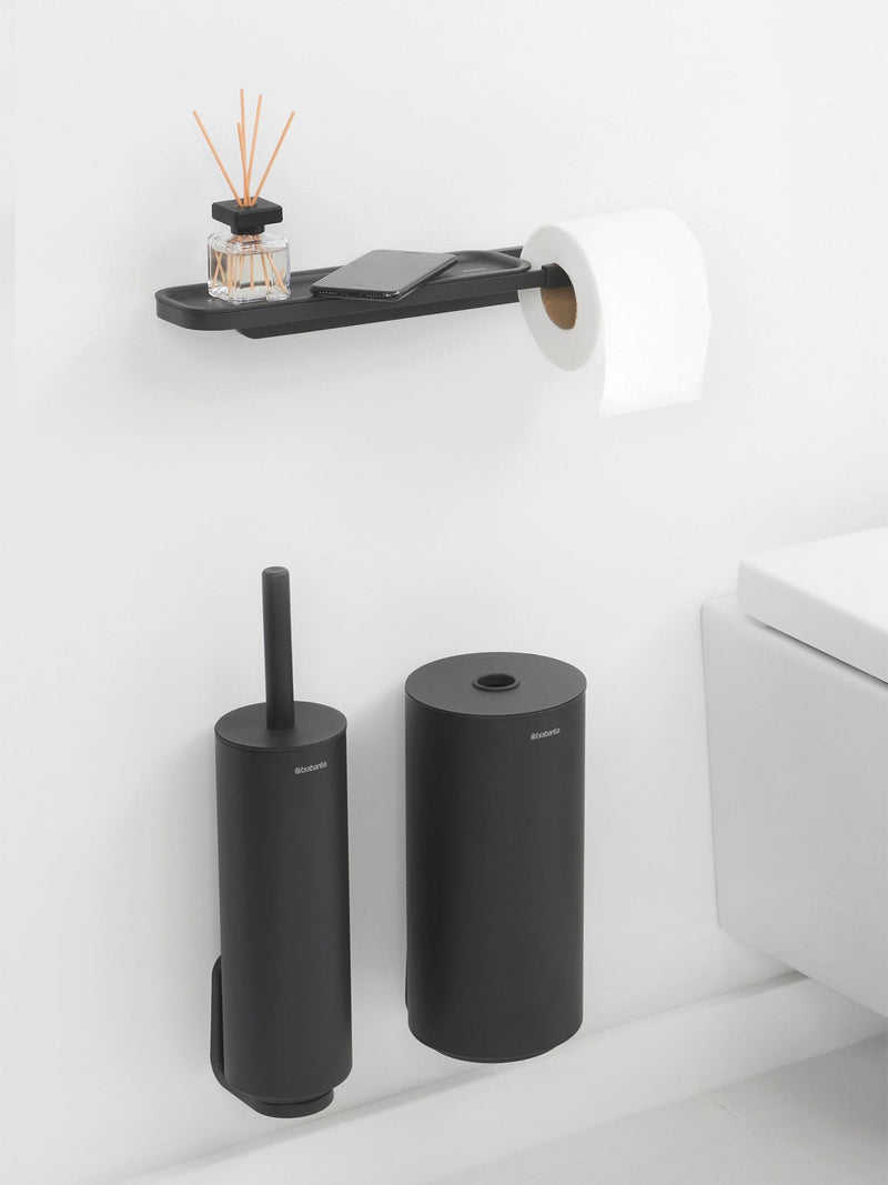 Brabantia grey toilet roll holder with shelf - British product