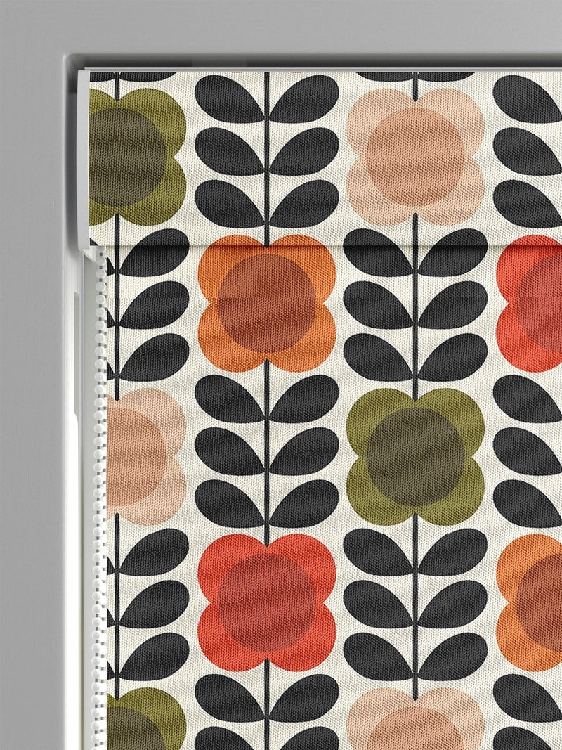 Orla Kiely tomato pink spot flower roman blinds, imported from the UK