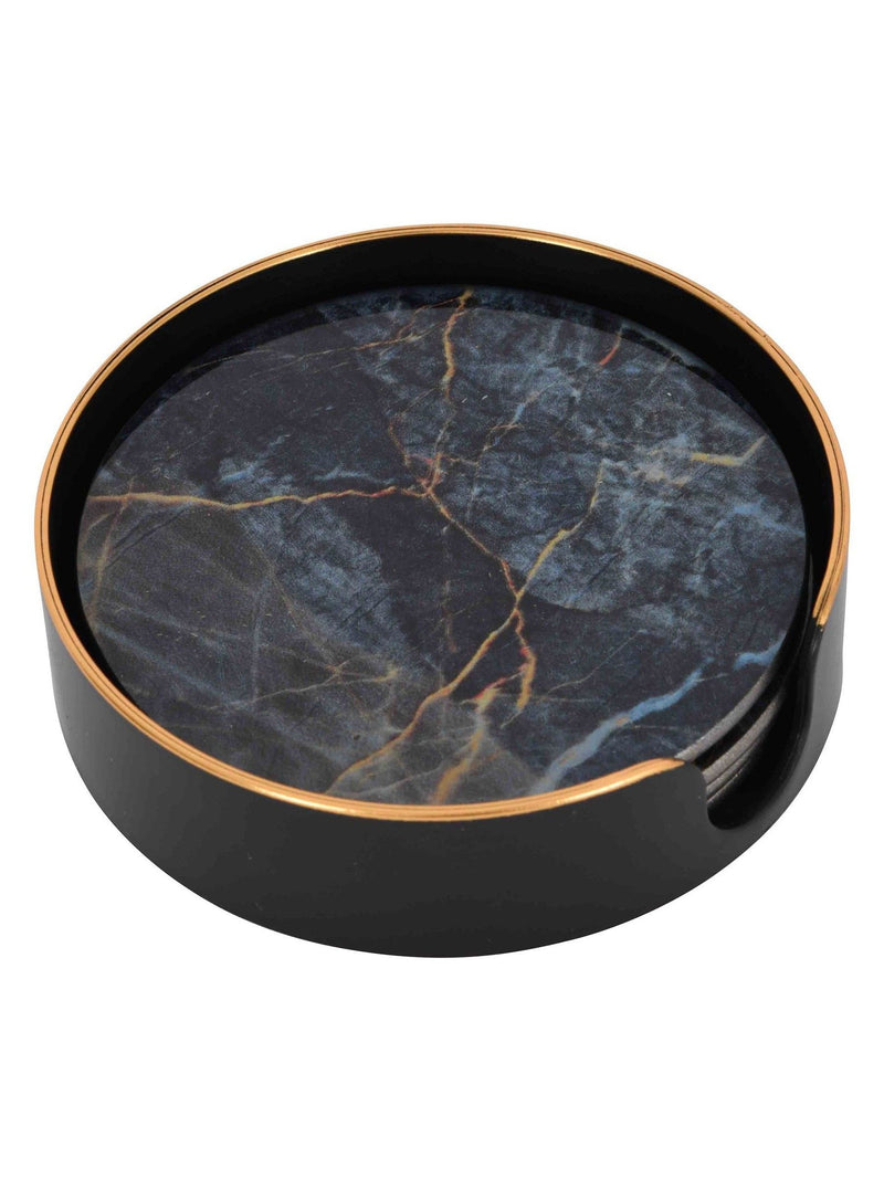 Libra Interiors Black/Gold Vesuvius coasters set of 4, UK version