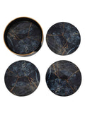 Libra Interiors Black/Gold Vesuvius coasters set of 4, UK version