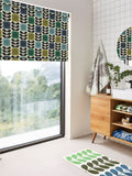 Orla Kiely blue green spot flower roller blind, imported from the UK