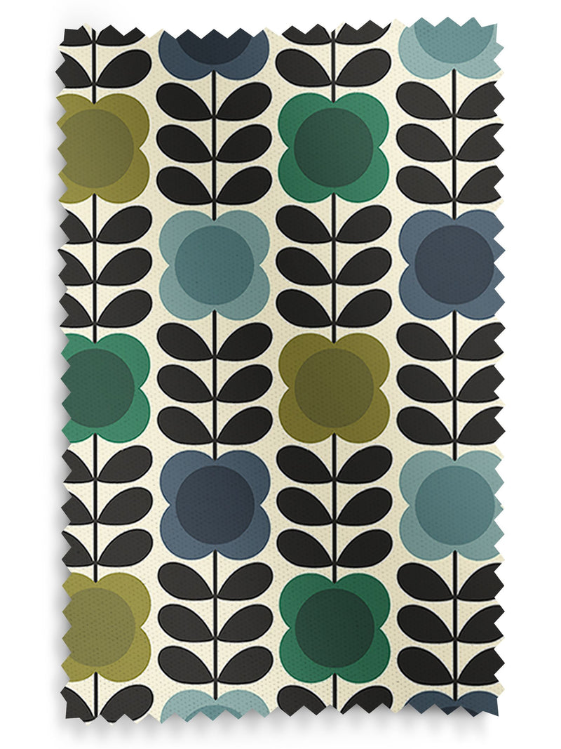 Orla Kiely blue green spot flower roller blind, imported from the UK