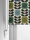 Orla Kiely blue green spot flower roller blind, imported from the UK