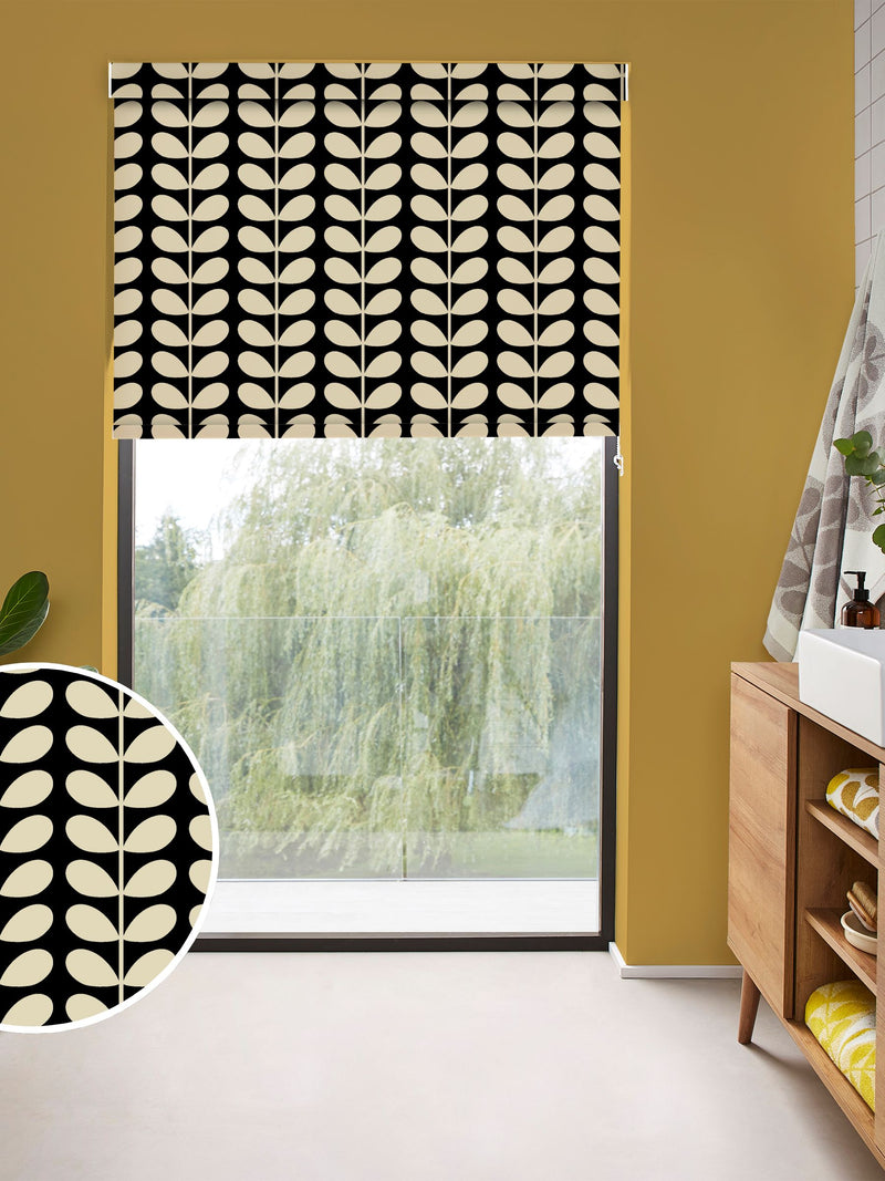 Orla Kiely black solid stem roller blind (British brand)