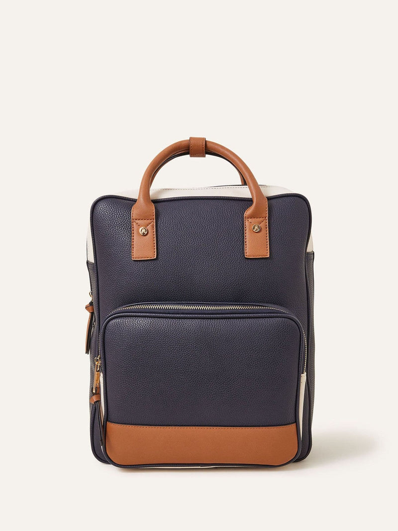 Accessorize blue faux leather top handle backpack - British product