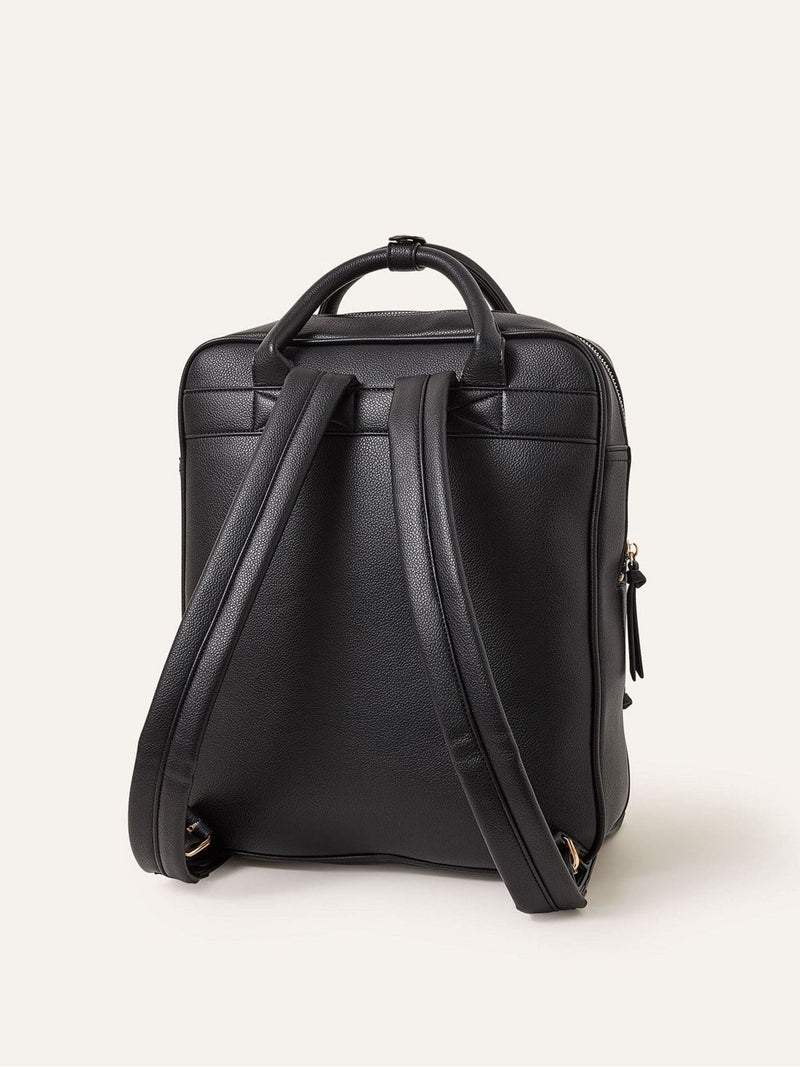 Accessorize black faux leather top handle backpack 35cm - British product