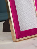 Pink velvet photo frame, imported from the UK
