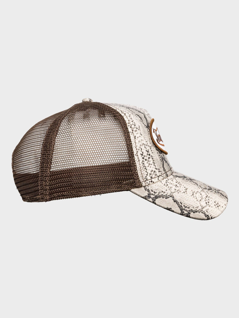 Von Dutch animal logo trucker hat with snake print, UK version