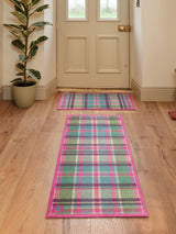 Next Hug Rug Pink Green Tartan Doormat 65cm x 85cm- Buy online at McGrocer