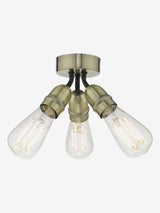 Next Dar Lighting Antique Brass Yao 3 Light Flush Ceiling Light- Buy online at McGrocer
