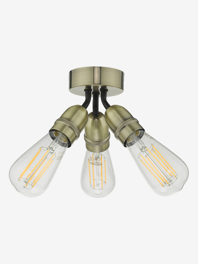 Dar Lighting Yao antique brass flush ceiling light 17.5cm, UK version