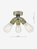 Dar Lighting Yao antique brass flush ceiling light 17.5cm, UK version