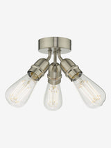 Next Dar Lighting Satin Nickel Yao 3 Light Flush Ceiling Light- Buy online at McGrocer