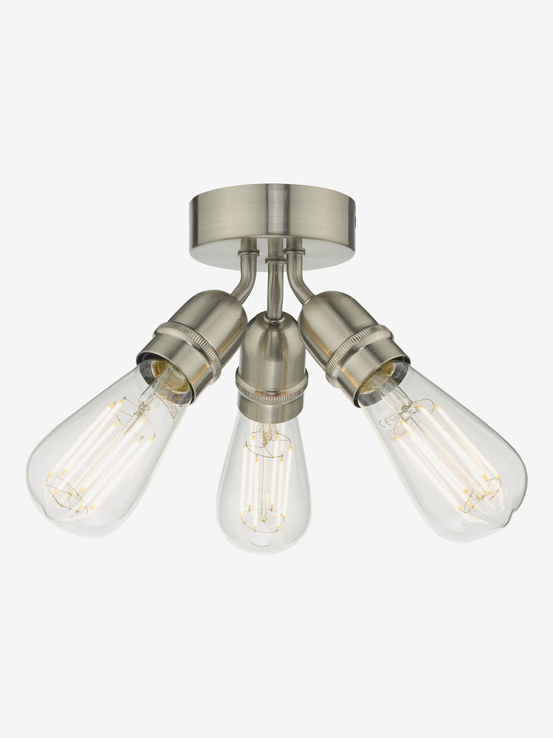 Dar Lighting Yao 3 flush ceiling light satin nickel - British product
