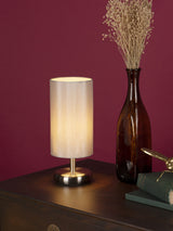 Next Dar Lighting Tico Touch Table Lamp Satin Chrome Grey Shade- Buy online at McGrocer