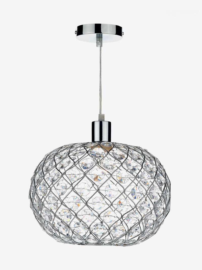 Dar Lighting Juantita polished chrome pendant light (British brand)